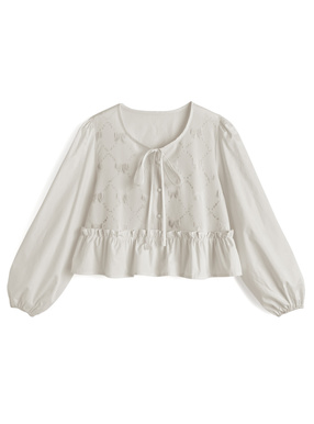 フリルリボンデザインブラウス