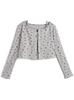 小花柄カーディガン×キャミソールアンサンブル