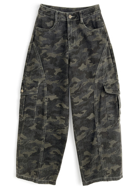 カモフラージュ柄カーゴワイドパンツ