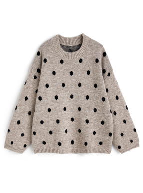 ドット柄ジャガードニットトップス