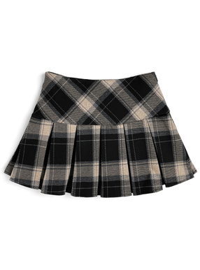 インパン裏地付きチェック柄プリーツミニスカート