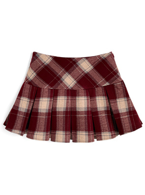 インパン裏地付きチェック柄プリーツミニスカート