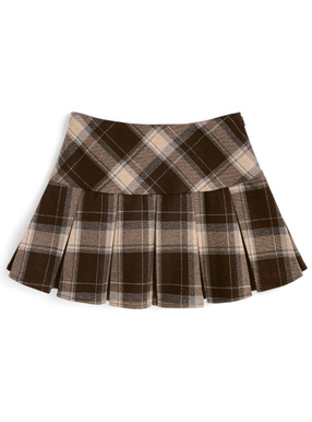 インパン裏地付きチェック柄プリーツミニスカート