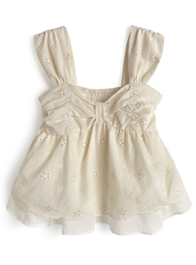 リボンギャザーレースノースリーブブラウス