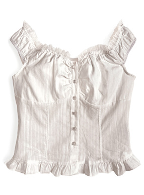 ギャザーフリルノースリーブブラウス