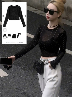 ラインストーンシアートップス