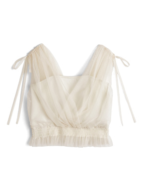 チュールドッキングカシュクールリボントップス