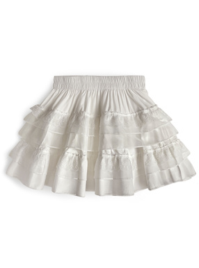 インパン裏地付きティアードフリルミニスカート