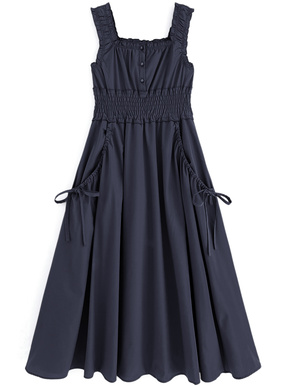 サイドリボンノースリーブフレアワンピース