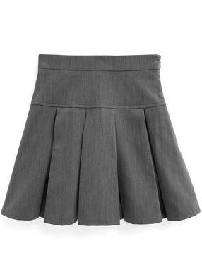 インパン裏地付きボックスプリーツミニスカート