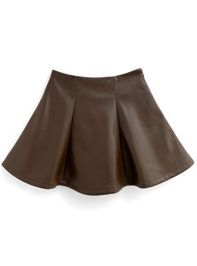 インパン裏地付きレザーフレアミニスカート