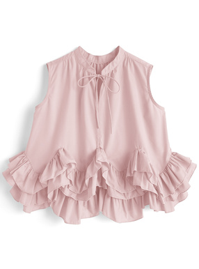 フリルノースリーブブラウス