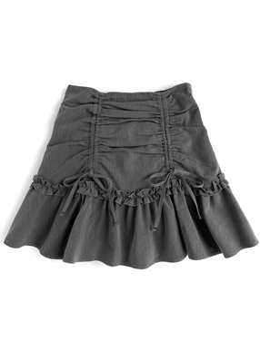 インパン裏地付きドロストフリルミニスカート