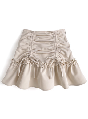 インパン裏地付きドロストフリルミニスカート