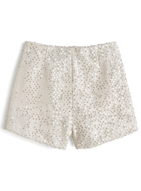 スパンコールツイードショートパンツ