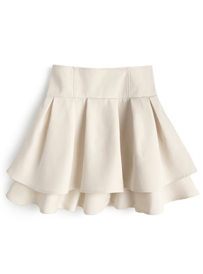 インパン裏地付きハイウエストダブルフレアスカート