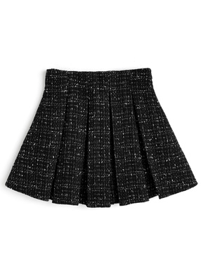 インパン裏地付きツイードプリーツミニスカート