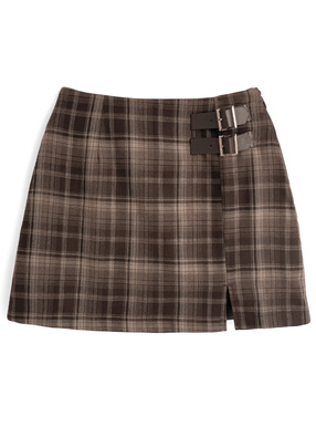 インパン裏地付きベルトスリットミニスカート