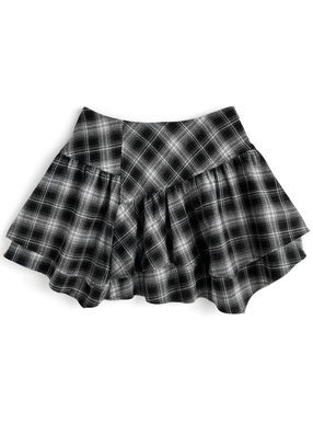 チェック柄アシンメトリーミニスカート