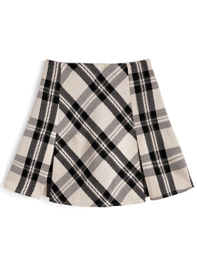インパン裏地付きチェック柄ミニスカート