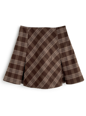 インパン裏地付きチェック柄ミニスカート