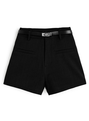 ベルト付きハイウエストショートパンツ