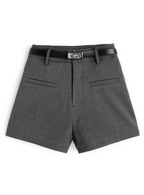 ベルト付きハイウエストショートパンツ