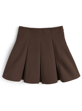インパン裏地付ボックスプリーツフレアミニスカート