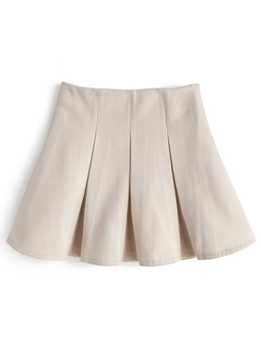 インパン裏地付ボックスプリーツフレアミニスカート