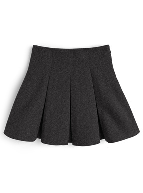 インパン裏地付ボックスプリーツフレアミニスカート