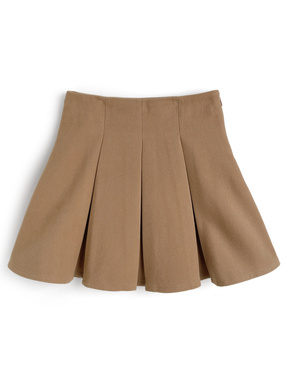 インパン裏地付ボックスプリーツフレアミニスカート