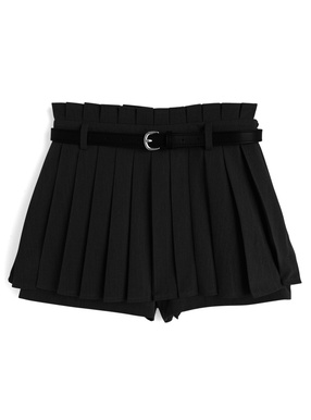 ベルト付きプリーツスカートパンツ