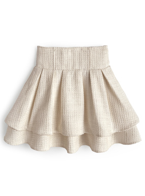 インパン裏地付きハイウエストダブルフレアツイードスカート