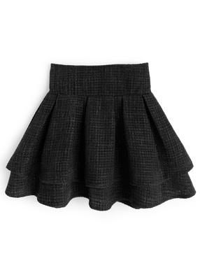 インパン裏地付きハイウエストダブルフレアツイードスカート