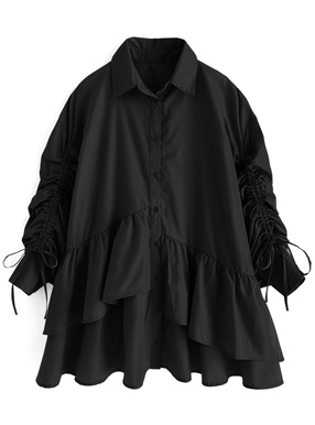 シャツワンピース(ブラック・黒) | レディースファッション通販の ...