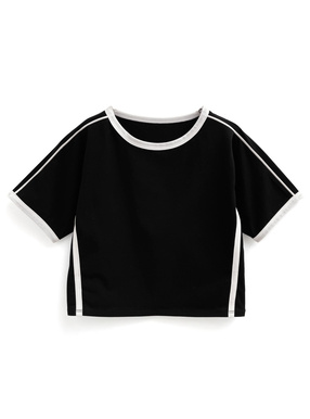 配色サイドラインショート丈Tシャツ