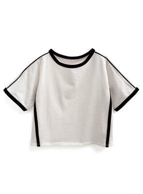 配色サイドラインショート丈Tシャツ