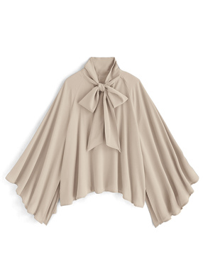 スリーブスリットリボンタイブラウス