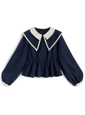 配色ビッグカラーブラウス