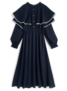 配色ケープフレアワンピース