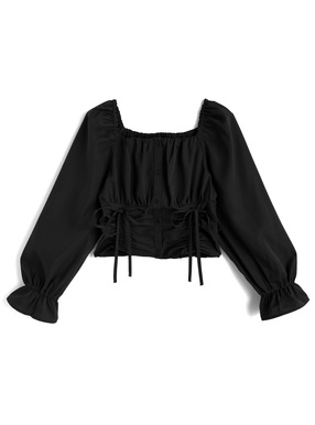 2Wayコルセット風ドロストリボンブラウス