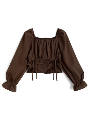 2Wayコルセット風ドロストリボンブラウス