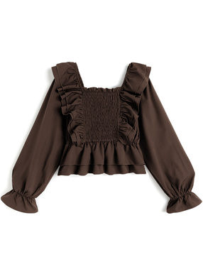 シャーリングフリルブラウス