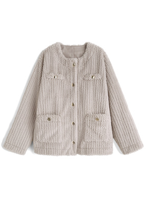 ノーカラーストライプファージャケット