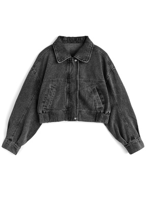 ショート丈デニムブルゾン