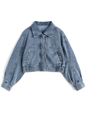 ショート丈デニムブルゾン