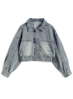 ショート丈デニムブルゾン