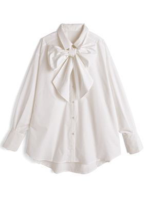 リボン付き2Wayロングシャツ