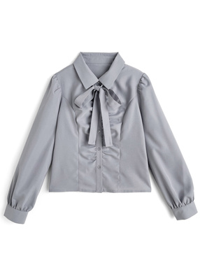 リボンタイ付きギャザーブラウス