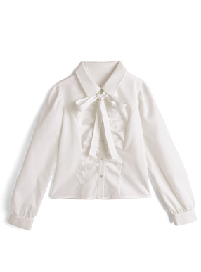 リボンタイ付きギャザーブラウス